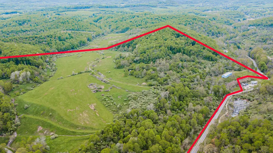 Aerial boundary view of the 117-acre property